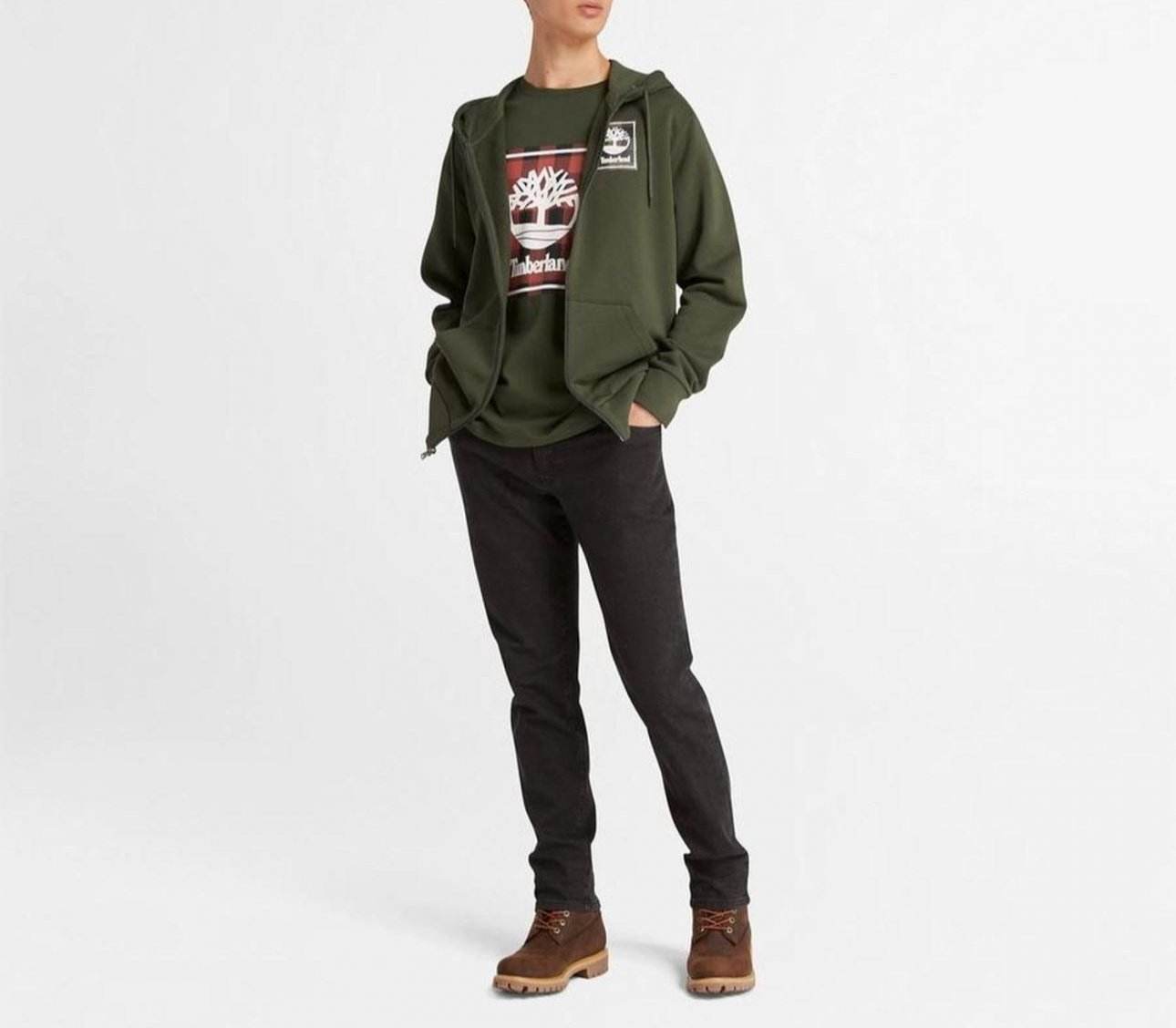 Timberland Buffalo Sweatshirt With Cap And Square Printed Logo - Harbi Brands