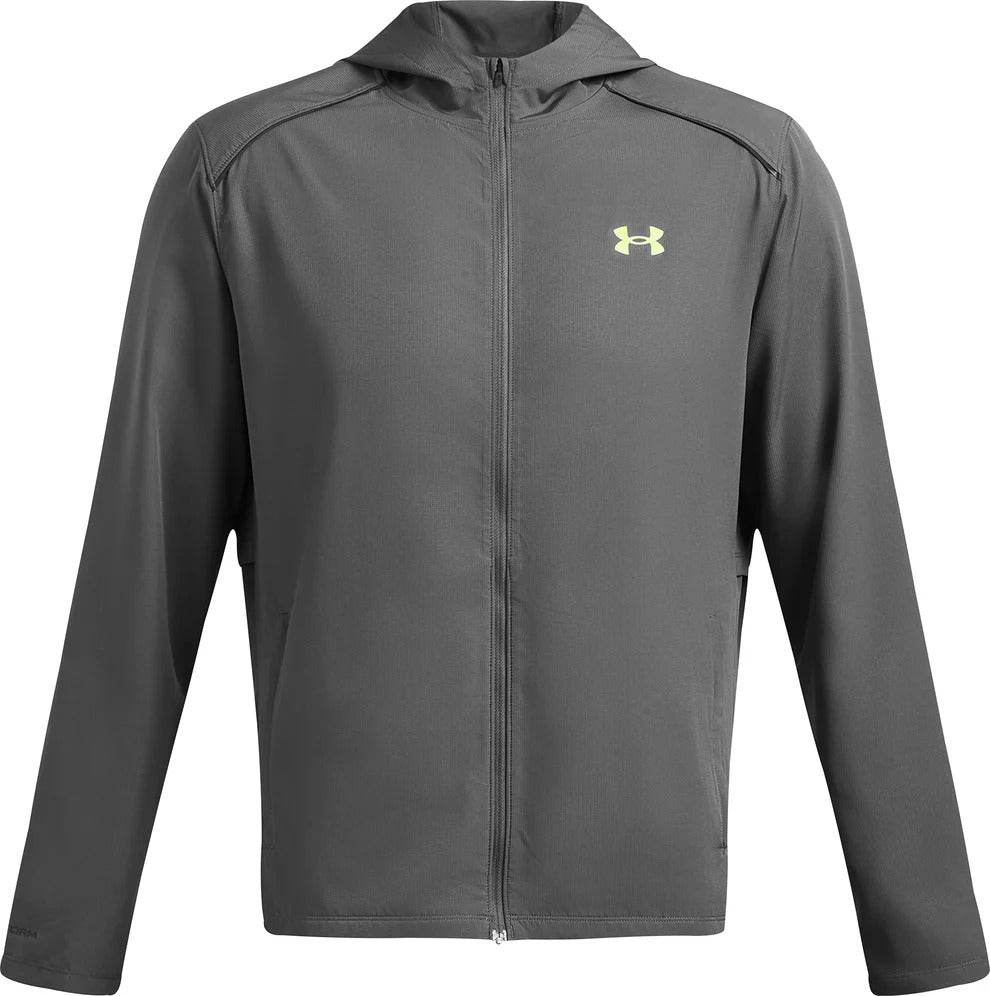 Under Armour Launch Hooded Grey Mens Running Jacket - Harbi Brands