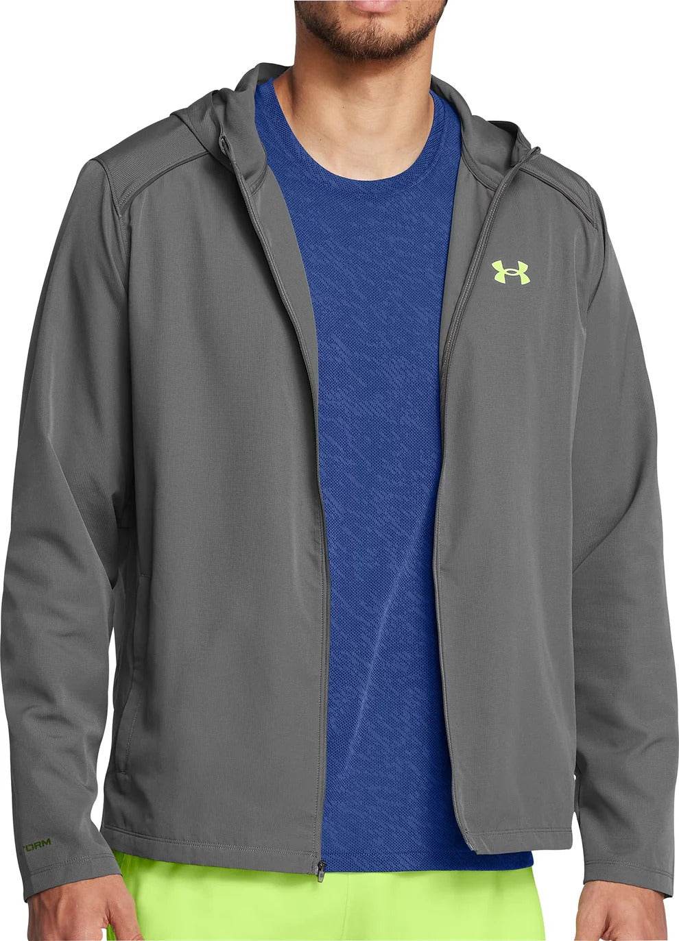 Under Armour Launch Hooded Grey Mens Running Jacket - Harbi Brands