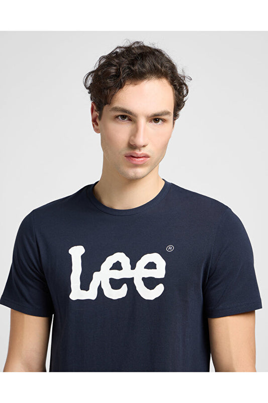 Lee Wobbly Logo Sports T-shirt Navy Blue