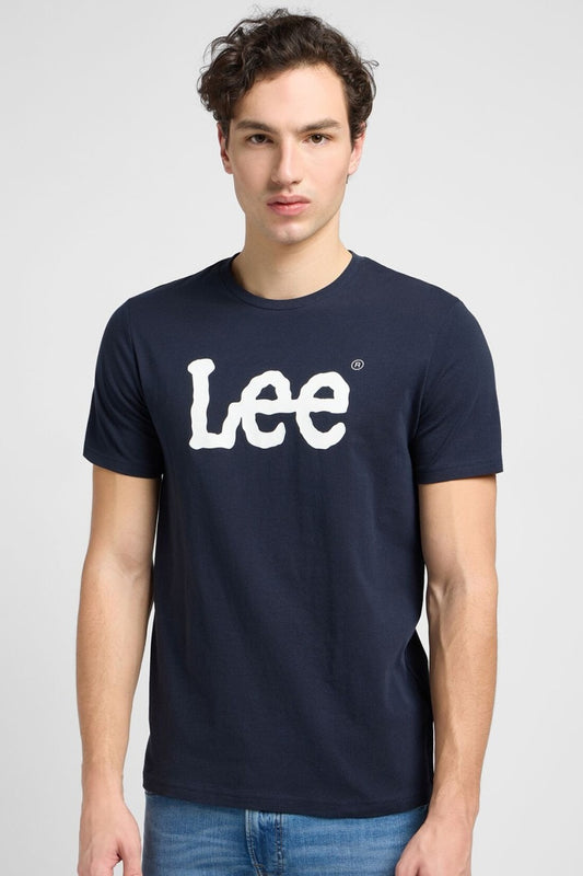 Lee Jeans Wobbly Logo Tee in Navy