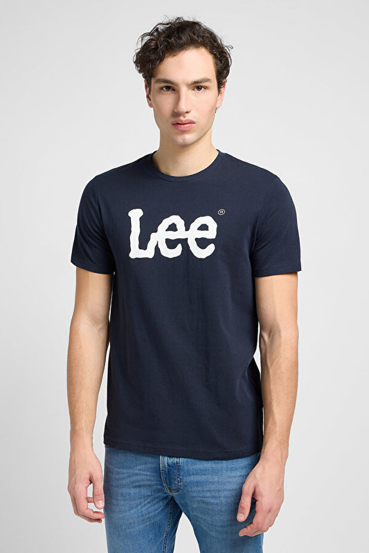 Lee Wobbly Logo Sports T-shirt Navy Blue