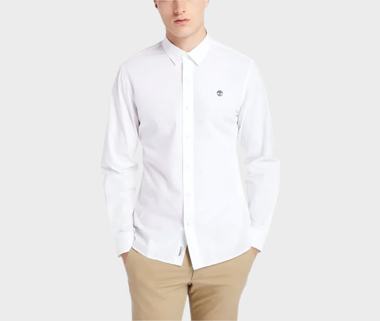 Timberland Buttoned Shirt In Fitted Cut With Embroidered Brand Logo