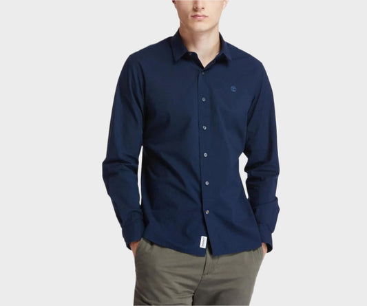 Timberland Buttoned Shirt In Fitted Cut With Embroidered Brand Logo