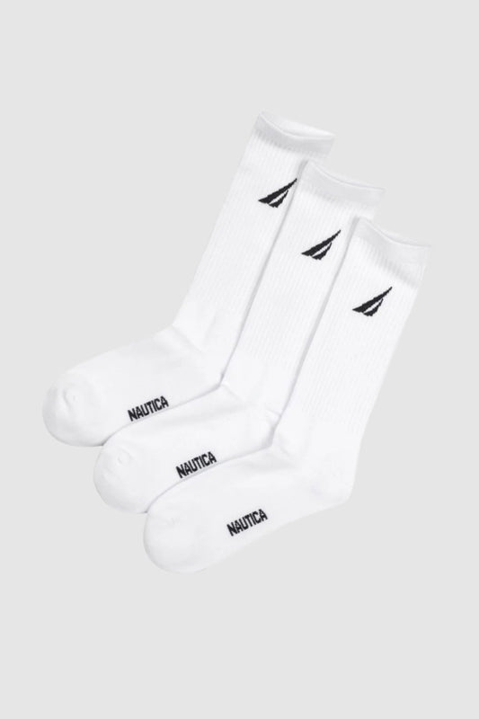 Nautica Pack Of 3 White Pairs Of Thick High Socks For Men